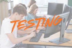 students working on laptops testing